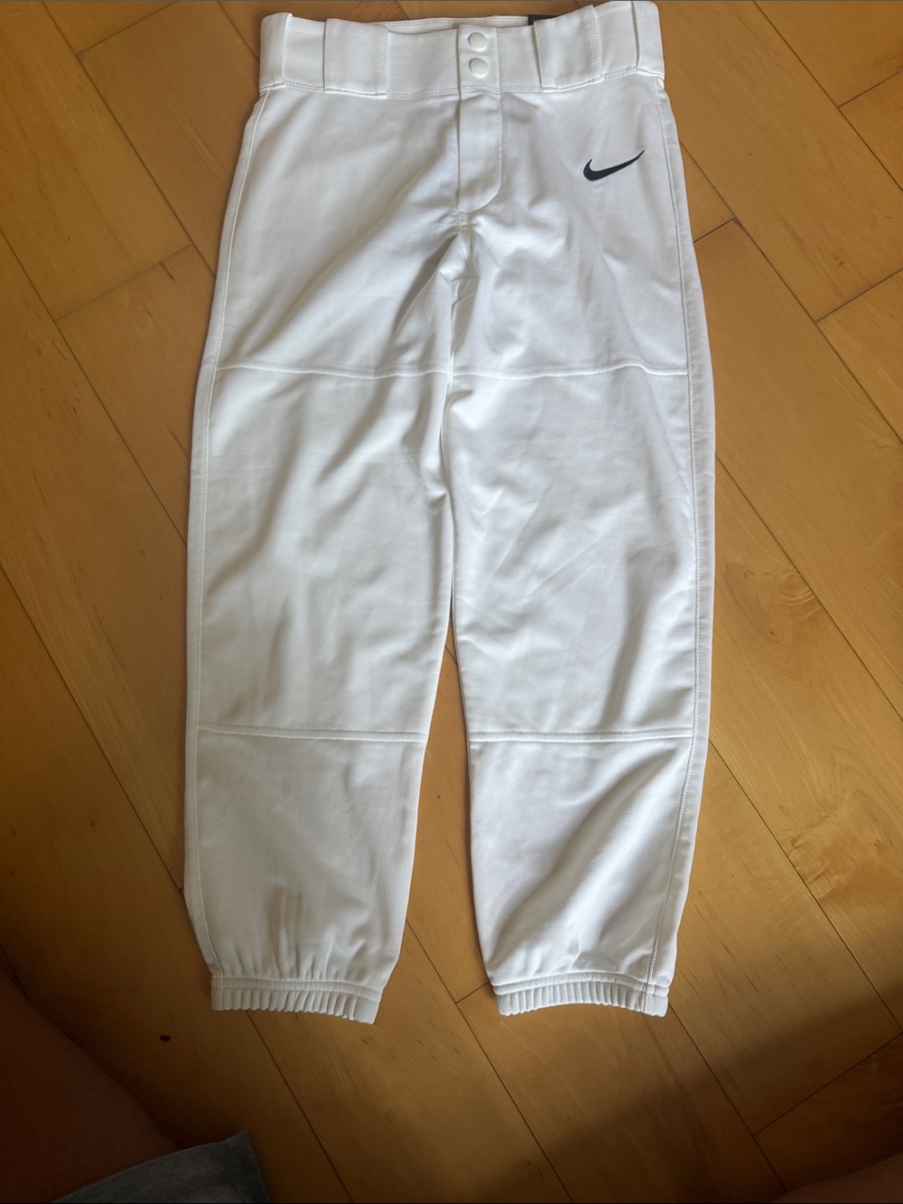 Nike Kids White Baseball Pants with Black Swoosh